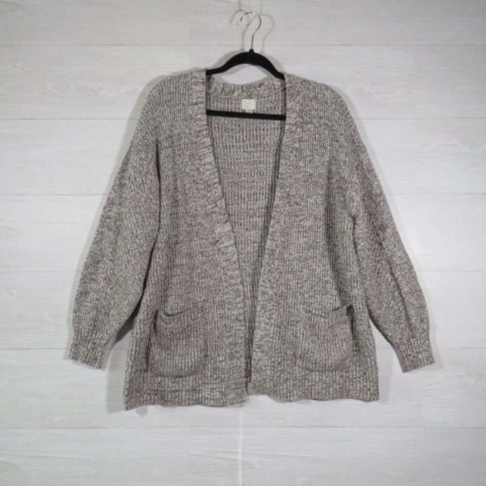 A New Day Women's Cotton Blend Black & White Blend Cardigan Sweater